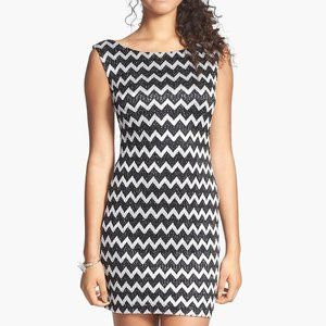 Chevron Glitter Lace Body Con Dress